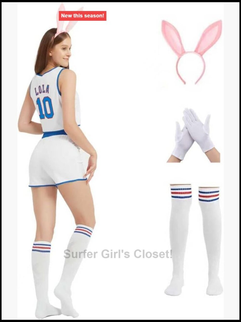 Women's Bunny Cosplay Costume Set with Shorts, Headband & Socks Halloween